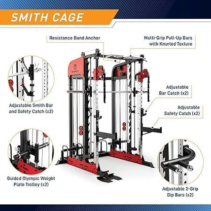 Marcy Pro Deluxe Smith Cage Home Gym System for Weight Training SM-7553